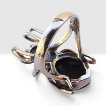 Grote zilver onyx spin ring pr 2