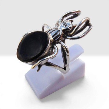 Grote zilver onyx spin ring pr 4