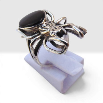 Grote zilver onyx spin ring pr 5