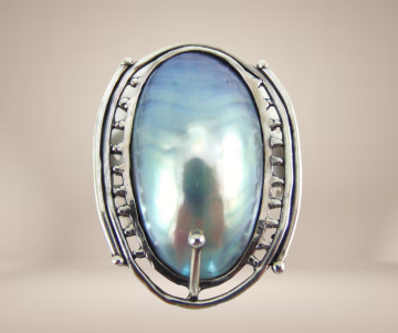 Grote zilveren osmena parel belt buckle riem gesp beige achtergrond 1