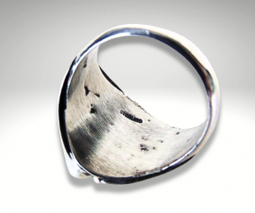 Grote zware navajo na zilveren turquoise veer prayer fan ring pr 1
