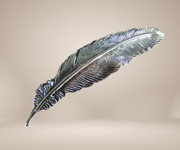 Jewel art sterling zilveren veer broche beige achtergrond 1