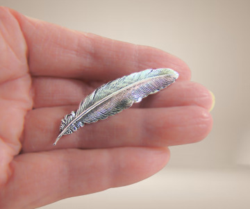 Jewel art sterling zilveren veer broche beige achtergrond 2