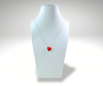 Jezlaine zilver rood email hart sleutel hanger ketting pr