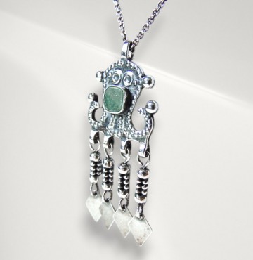 Kalavara kaunis koru finland zilver groene agaat hanger ketting pr 10