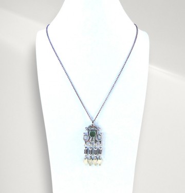 Kalavara kaunis koru finland zilver groene agaat hanger ketting pr 11