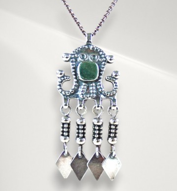 Kalavara kaunis koru finland zilver groene agaat hanger ketting pr 6