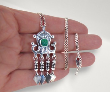 Kalavara kaunis koru finland zilver groene agaat hanger ketting pr 8