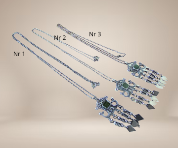 Kalavara kaunis kuru finland zilver groene agaat hanger ketting beige achtergrond