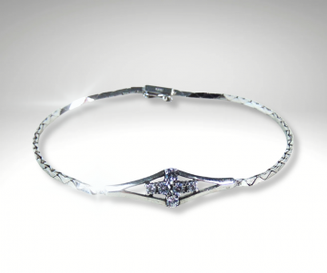 Kopie van zilveren fijne schakelarmband ruit met kristal steentjes pr