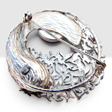 Kordes  lichtenfels art deco nouveau modernist ronde rode agaat broche zilver pr 1