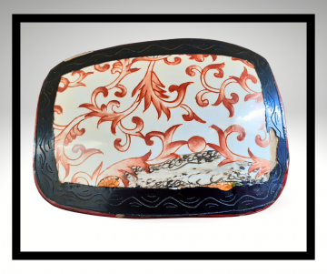 Lakdoos chinees porselein grijze overloop lijst