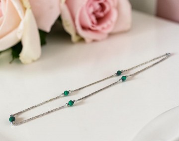 Lange art deco flapper zilver malachiet ketting 5 0