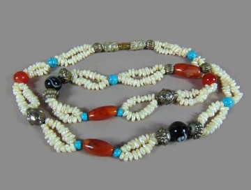 Lange barok parels carneool turquoise zwarte kralen ketting 5