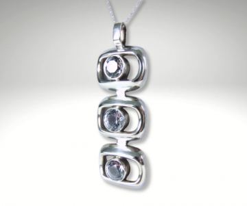 Lange grote modernistisch zilver 3 grote bergkristallen hanger ps pr 1