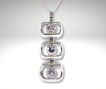 Lange grote modernistisch zilver 3 grote bergkristallen hanger ps pr 2