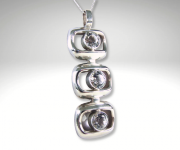 Lange grote modernistisch zilver 3 grote bergkristallen hanger ps pr 3