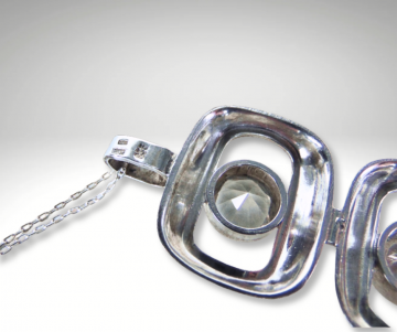 Lange grote modernistisch zilver 3 grote bergkristallen hanger ps pr