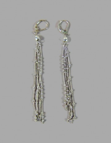 Lange zilverkleur oorbellen kettinkjes met bolletjes 2