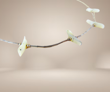 Liquid silver parelmoer vogel fetish native american ketting beige achtergrond