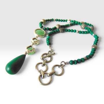 Malachiet jade zilver lavaliere ketting pr 1