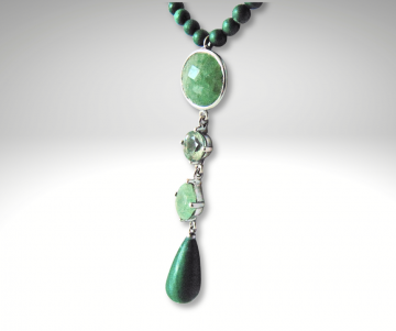 Malachiet jade zilver lavaliere ketting pr 1