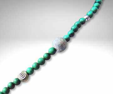 Malachiet jade zilver lavaliere ketting pr 2