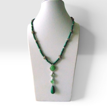 Malachiet jade zilver lavaliere ketting pr 3