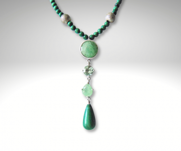 Malachiet jade zilver lavaliere ketting pr 3