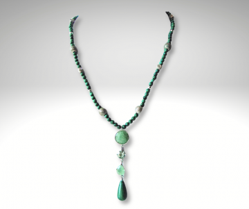 Malachiet jade zilver lavaliere ketting pr 4