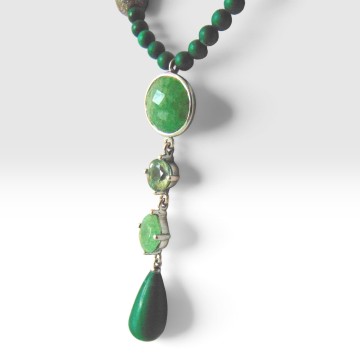 Malachiet jade zilver lavaliere ketting pr 5