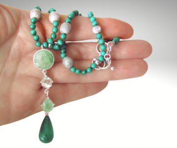 Malachiet jade zilver lavaliere ketting pr 5