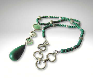 Malachiet jade zilver lavaliere ketting pr