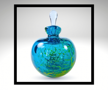 Mdina turquoise groen parfumfles grijze overloop lijst