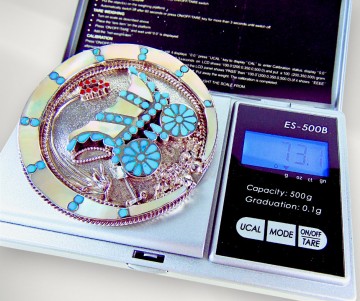 Mega grote dishta zuni native american turquoise koraal parelmoer inleg huifkar bolo tie hanger ketting pr 11