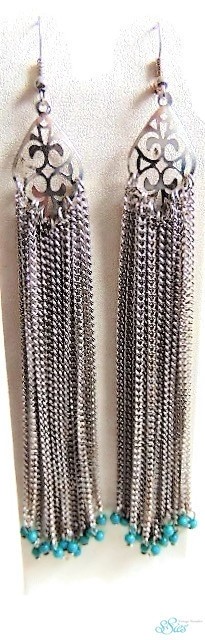 Megalangezilverkleurigeoorbellenturquoisekettinkjes2