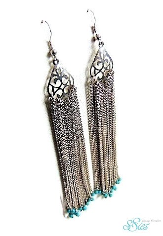 Megalangezilverkleurigeoorbellenturquoisekettinkjes3