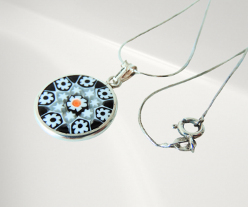 Millefiori zilveren hanger ketting pr