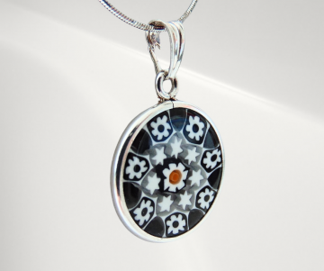 Millefiori zilveren hanger ketting pr 1