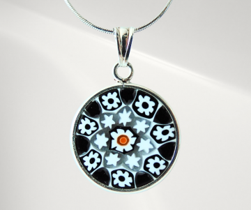 Millefiori zilveren hanger ketting pr 3