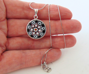 Millefiori zilveren hanger ketting pr 4