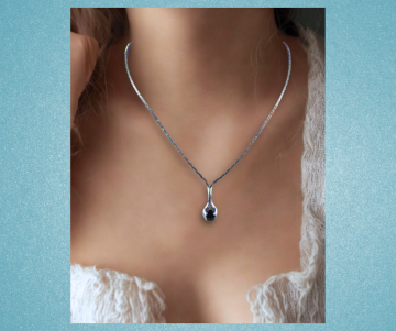 Modernist 835 zilver aparte onyx ketting hanger op dame