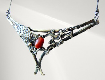 Modernist brede zwaluw brutalist verzilverde ketting pr  6