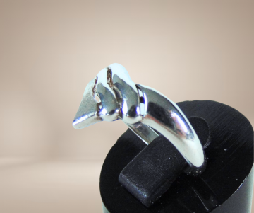 Modernist mat glans zilver v golf ring beige achtergrond