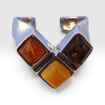 Modernist v amber zilveren ring pr 4