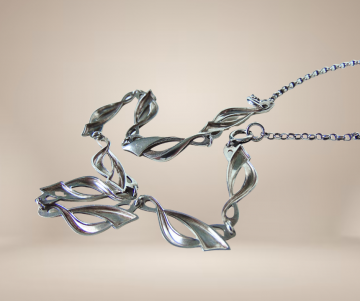 Modernist zilver 800 golfjes ketting beige achtergrond