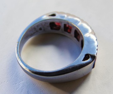 Modernist zilver en vierkant geslepen granaat rijring pr 2