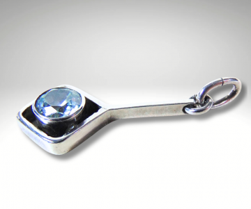 Modernist zilver vierkant aan lange staaf hanger topaas 2x pr 1