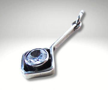 Modernist zilver vierkant aan lange staaf hanger topaas 2x pr 2
