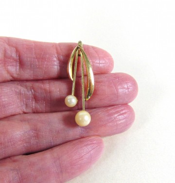 Modernistische art deco gold filled dubbele parel hanger 1